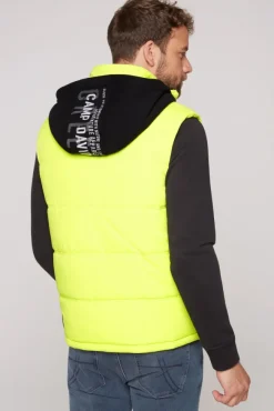 Herren CAMP DAVID & SOCCX Outdoorweste mit abtrennbarer Sweatkapuze neon kiwi