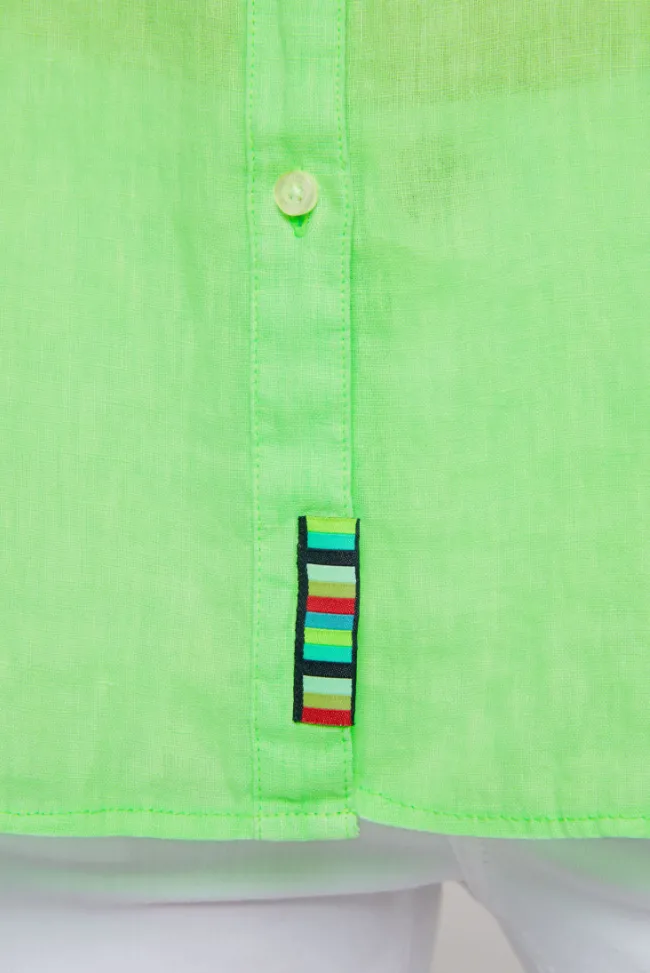 Damen CAMP DAVID & SOCCX Oversized Leinenbluse mit Logostickerei fresh lime