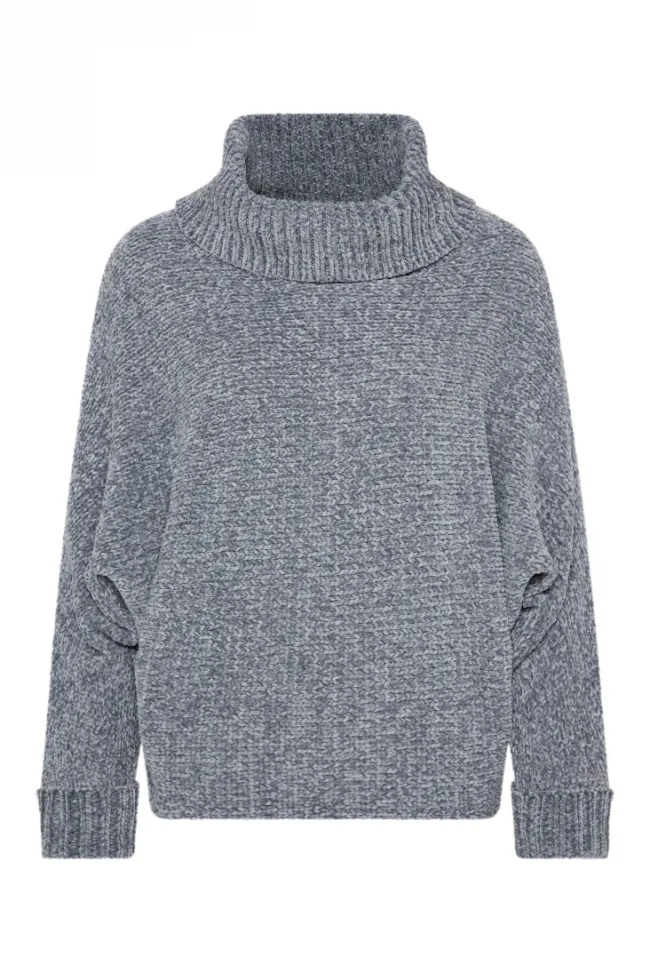 Damen CAMP DAVID & SOCCX Oversized Rollkragenpullover aus Chenille cold grey