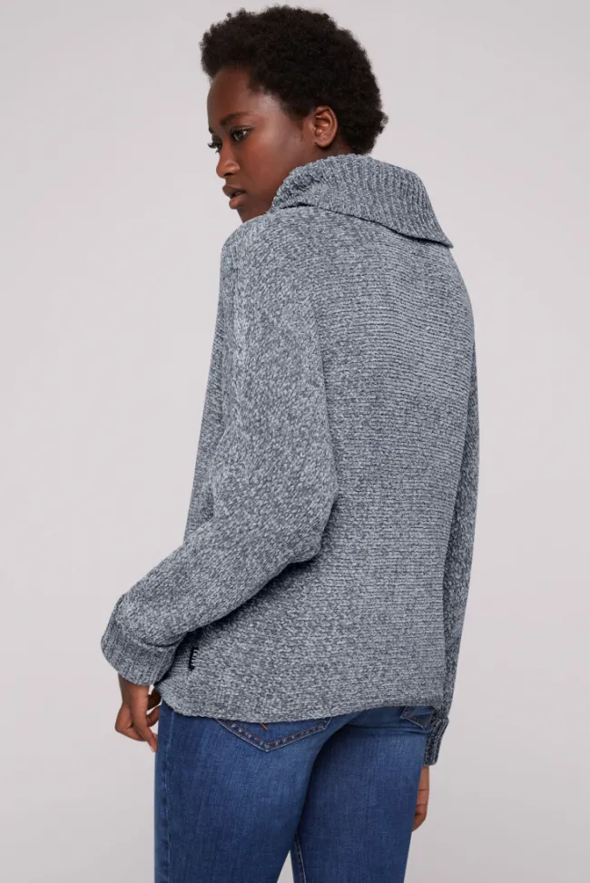 Damen CAMP DAVID & SOCCX Oversized Rollkragenpullover aus Chenille cold grey