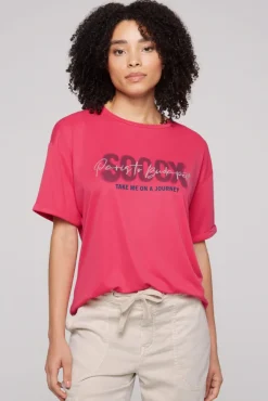 Damen CAMP DAVID & SOCCX Oversized T-Shirt mit Logo Artwork pinky red