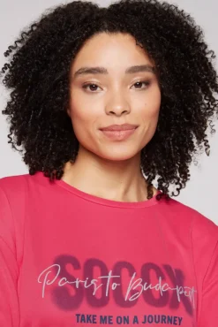 Damen CAMP DAVID & SOCCX Oversized T-Shirt mit Logo Artwork pinky red