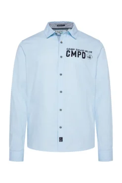 Herren CAMP DAVID & SOCCX Oxford-Langarmhemd mit Logo-Stickereien summer blue
