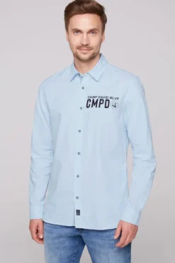 Herren CAMP DAVID & SOCCX Oxford-Langarmhemd mit Logo-Stickereien summer blue