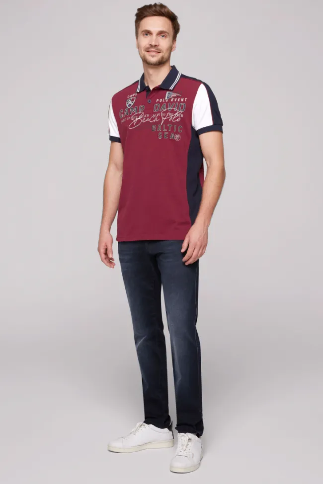 Herren CAMP DAVID & SOCCX Pikee-Polo mit Color-Blocking und Artwork