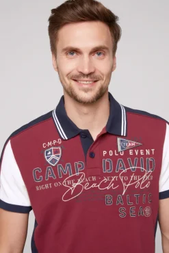 Herren CAMP DAVID & SOCCX Pikee-Polo mit Color-Blocking und Artwork