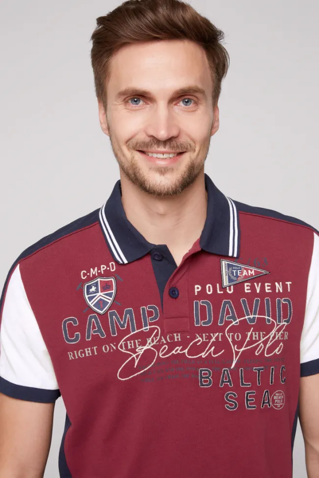 Herren CAMP DAVID & SOCCX Pikee-Polo mit Color-Blocking und Artwork