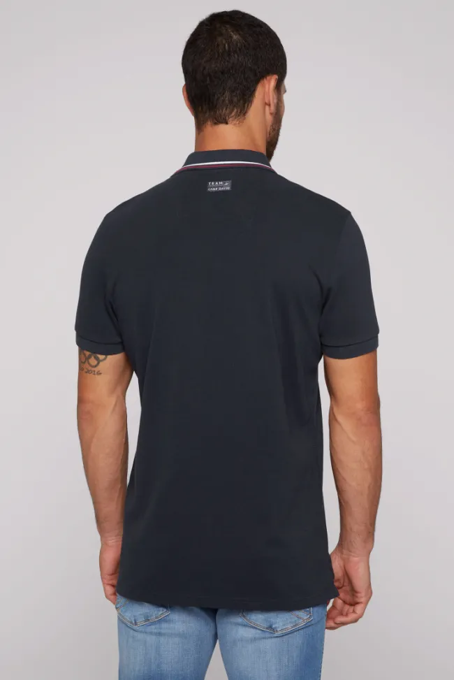 Herren CAMP DAVID & SOCCX Pikee-Polo mit Color-Blocking und Artwork blue navy