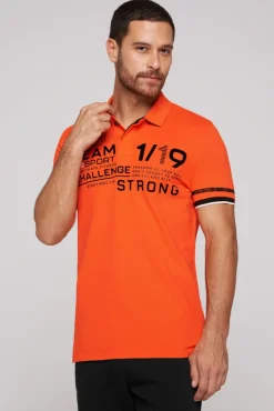 Herren CAMP DAVID & SOCCX Pikee-Polo mit Flockprint signal orange