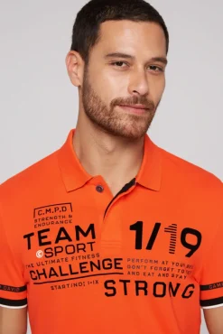Herren CAMP DAVID & SOCCX Pikee-Polo mit Flockprint signal orange