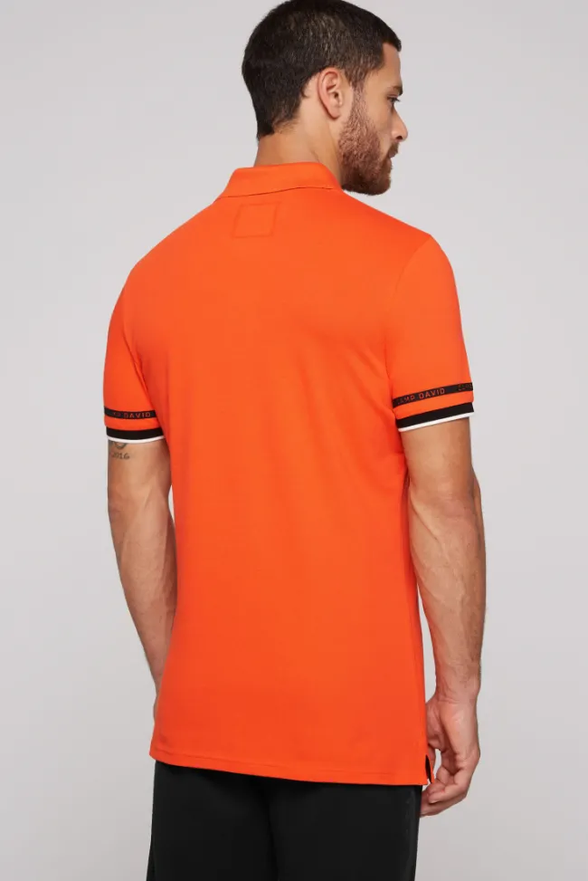 Herren CAMP DAVID & SOCCX Pikee-Polo mit Flockprint signal orange