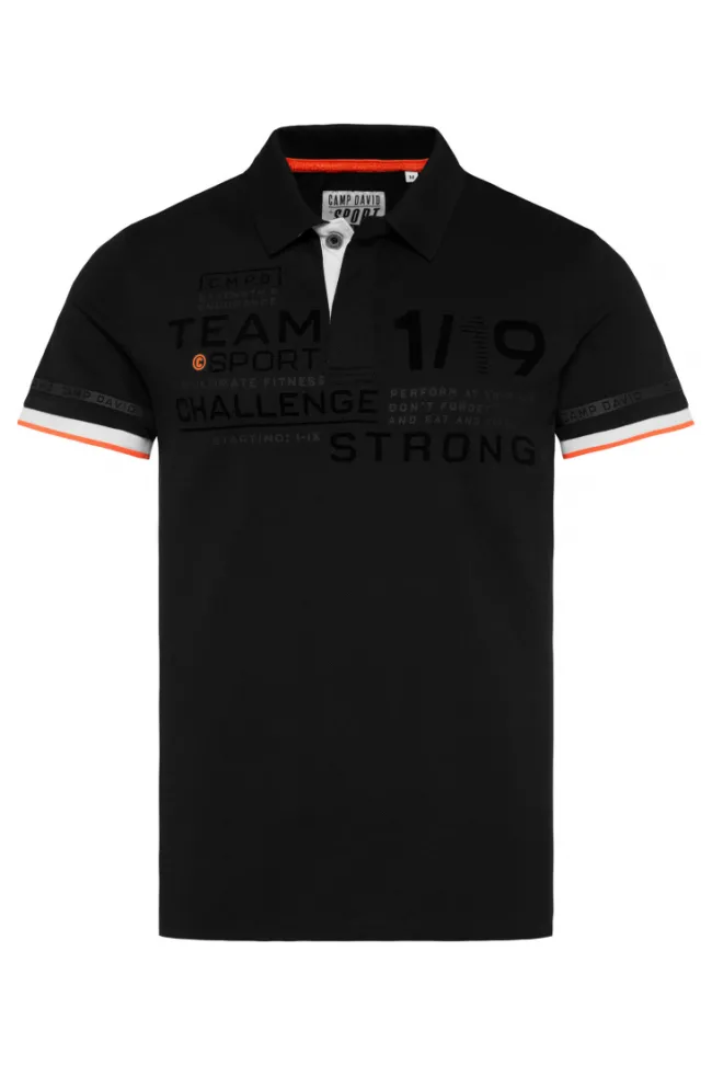 Herren CAMP DAVID & SOCCX Pikee-Polo mit Flockprint