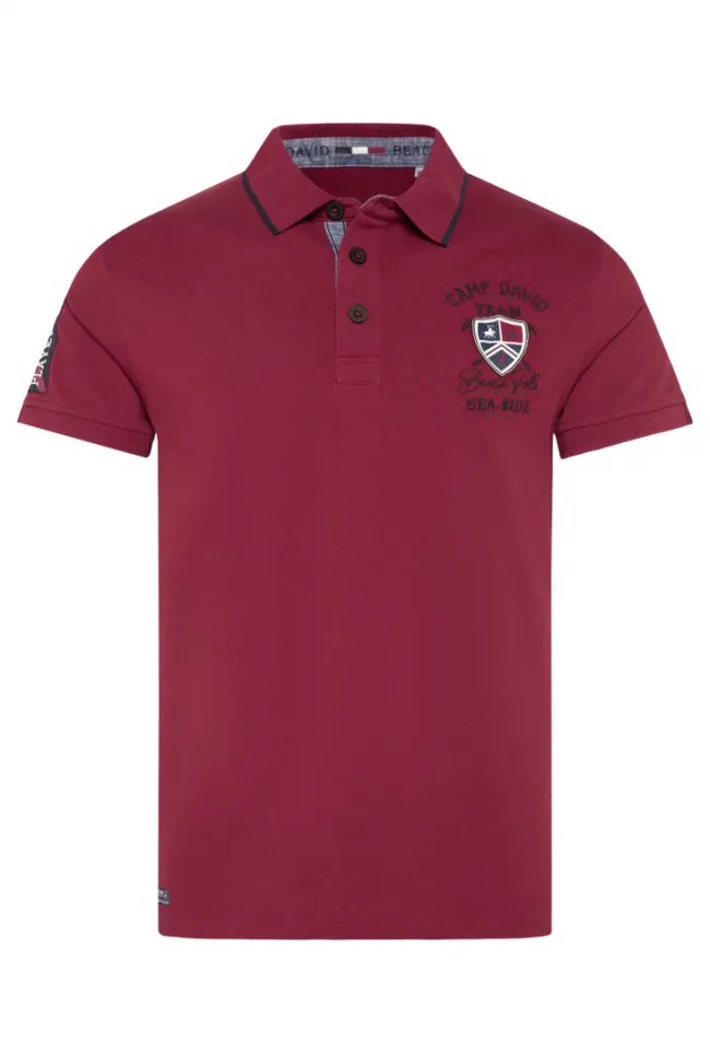 Herren CAMP DAVID & SOCCX Pikee-Polo mit Label Patches und Stickereien