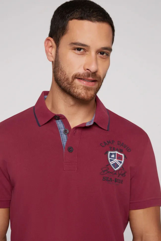Herren CAMP DAVID & SOCCX Pikee-Polo mit Label Patches und Stickereien
