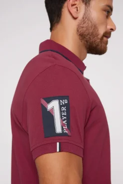 Herren CAMP DAVID & SOCCX Pikee-Polo mit Label Patches und Stickereien