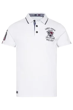 Herren CAMP DAVID & SOCCX Pikee-Polo mit Label Patches und Stickereien