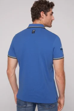 Herren CAMP DAVID & SOCCX Pikee-Polo mit Label-Applikationen strong blue