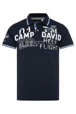 Herren CAMP DAVID & SOCCX Pikee-Polo mit Label-Applikationen blue navy