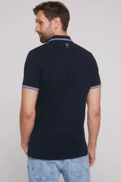 Herren CAMP DAVID & SOCCX Pikee-Polo mit Label-Applikationen blue navy