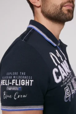 Herren CAMP DAVID & SOCCX Pikee-Polo mit Label-Applikationen blue navy