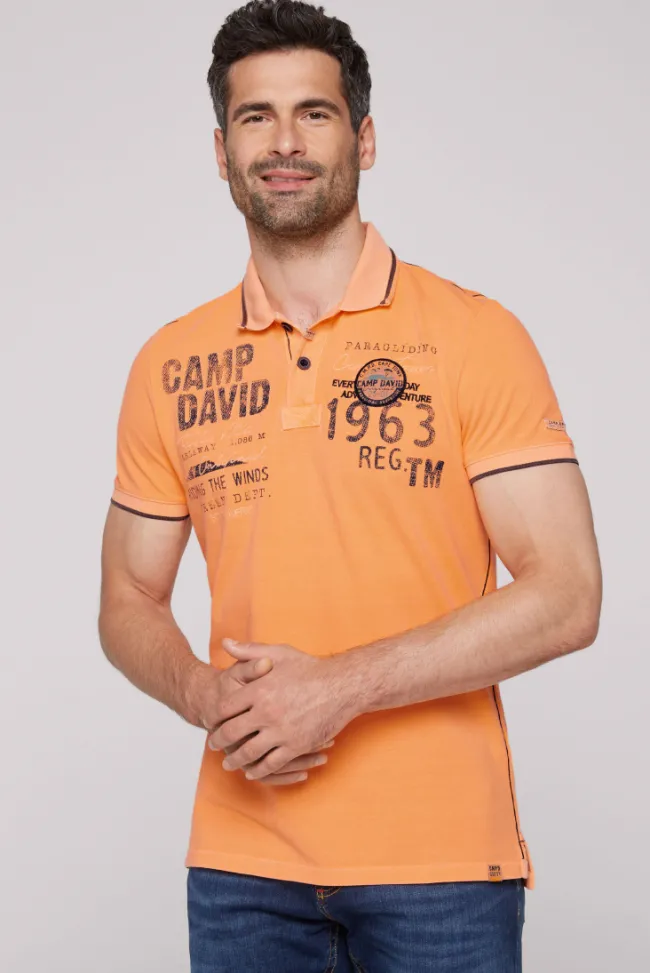 Herren CAMP DAVID & SOCCX Pikee-Polo mit Logo-Applikationen sunrise orange