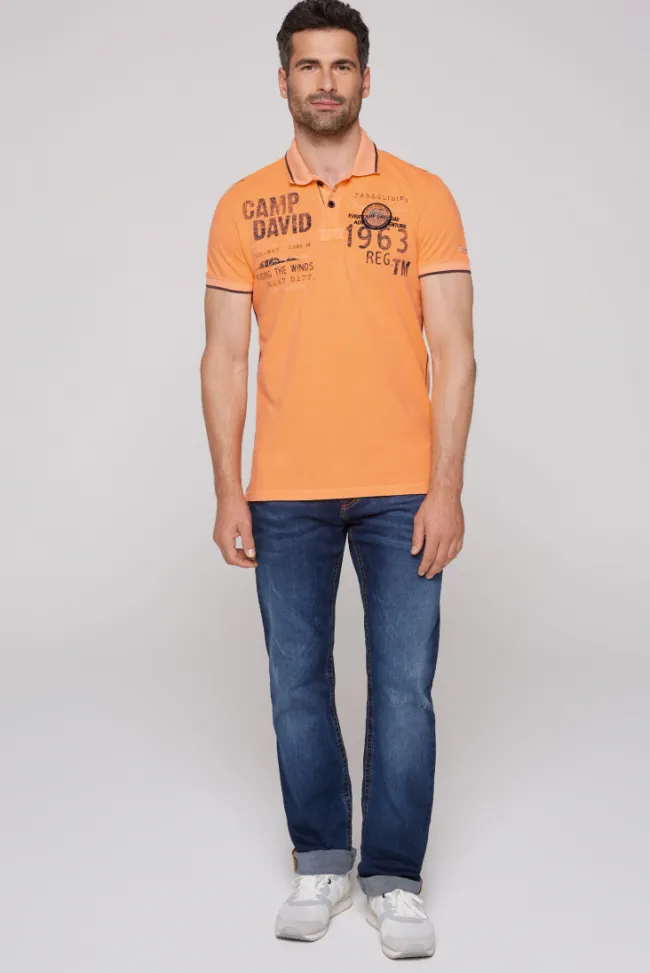 Herren CAMP DAVID & SOCCX Pikee-Polo mit Logo-Applikationen sunrise orange