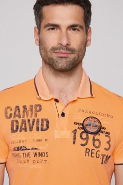 Herren CAMP DAVID & SOCCX Pikee-Polo mit Logo-Applikationen sunrise orange
