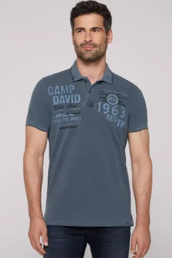 Herren CAMP DAVID & SOCCX Pikee-Polo mit Logo-Applikationen blue navy