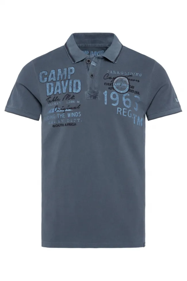 Herren CAMP DAVID & SOCCX Pikee-Polo mit Logo-Applikationen blue navy
