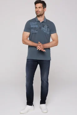 Herren CAMP DAVID & SOCCX Pikee-Polo mit Logo-Applikationen blue navy