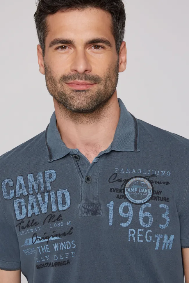 Herren CAMP DAVID & SOCCX Pikee-Polo mit Logo-Applikationen blue navy