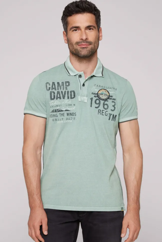 Herren CAMP DAVID & SOCCX Pikee-Polo mit Logo-Applikationen