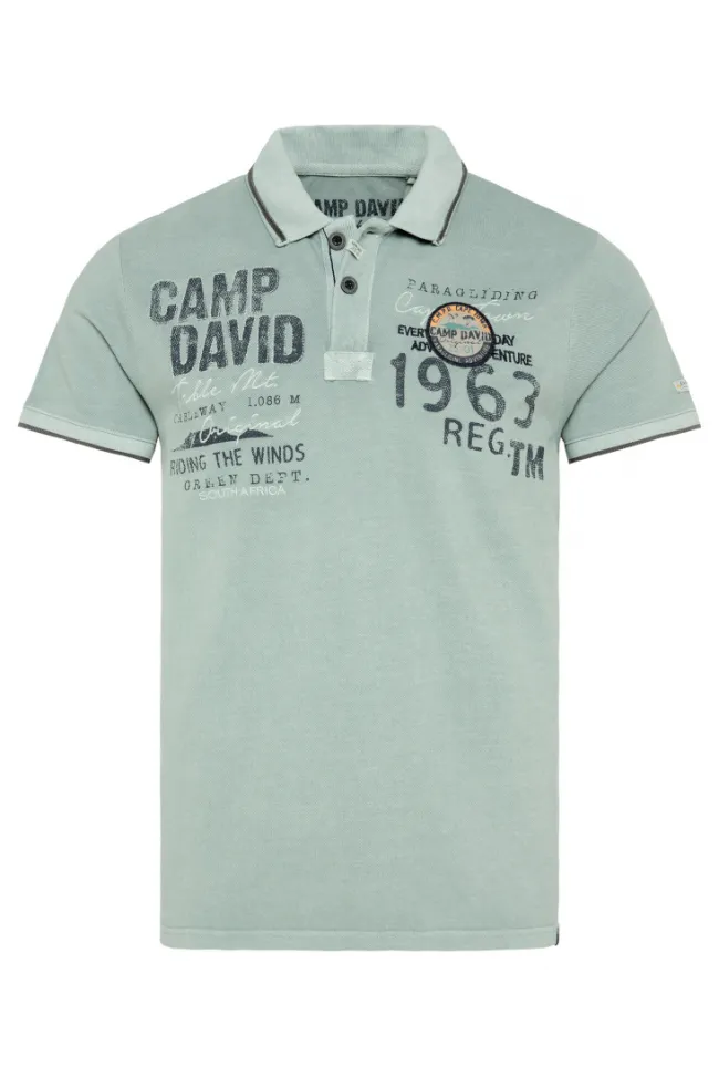 Herren CAMP DAVID & SOCCX Pikee-Polo mit Logo-Applikationen