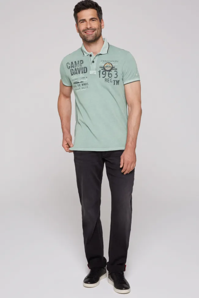 Herren CAMP DAVID & SOCCX Pikee-Polo mit Logo-Applikationen