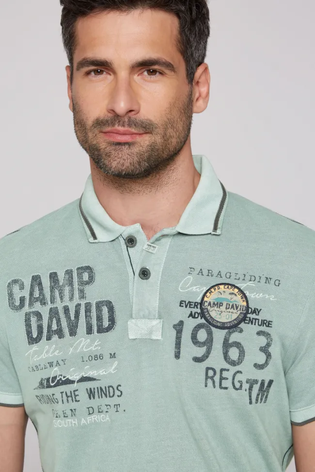 Herren CAMP DAVID & SOCCX Pikee-Polo mit Logo-Applikationen