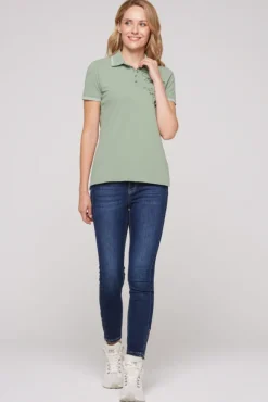 Damen CAMP DAVID & SOCCX Pikee-Polo mit Rücken-Artwork muted aqua