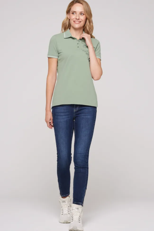 Damen CAMP DAVID & SOCCX Pikee-Polo mit Rücken-Artwork muted aqua