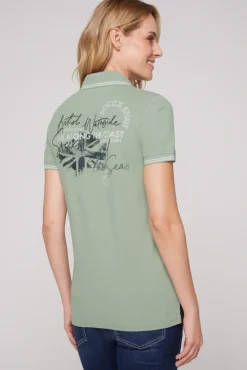 Damen CAMP DAVID & SOCCX Pikee-Polo mit Rücken-Artwork muted aqua
