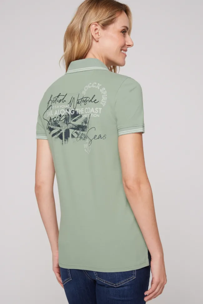Damen CAMP DAVID & SOCCX Pikee-Polo mit Rücken-Artwork muted aqua