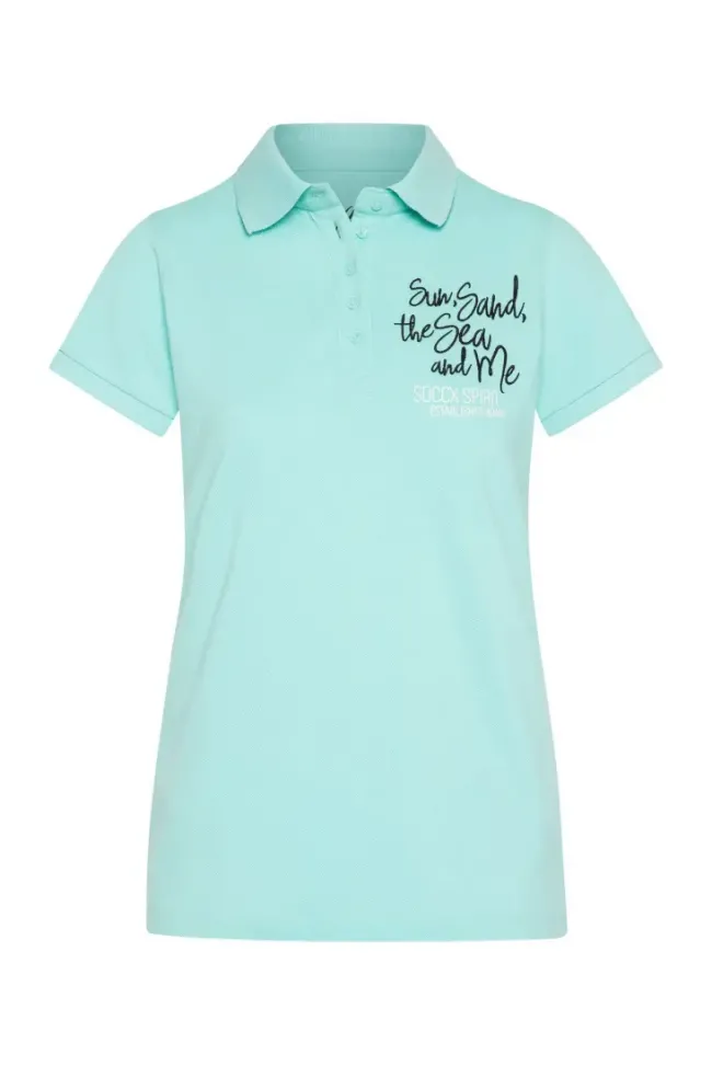 Damen CAMP DAVID & SOCCX Pikee-Polo mit Rücken-Artwork flash aqua