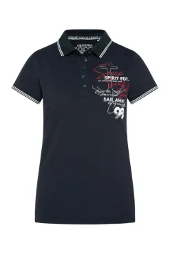 Damen CAMP DAVID & SOCCX Pikee-Polo mit Rücken-Artwork blue navy