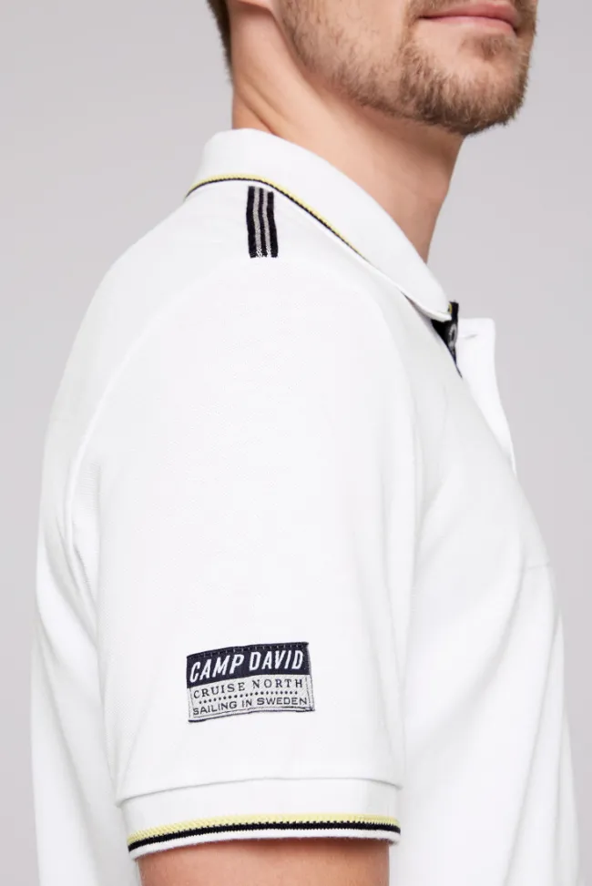 Herren CAMP DAVID & SOCCX Pikee-Polo mit Tipping-Effekten