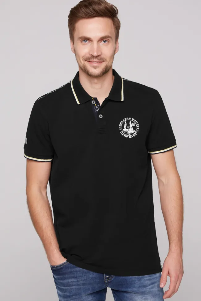 Herren CAMP DAVID & SOCCX Pikee-Polo mit Tipping-Effekten