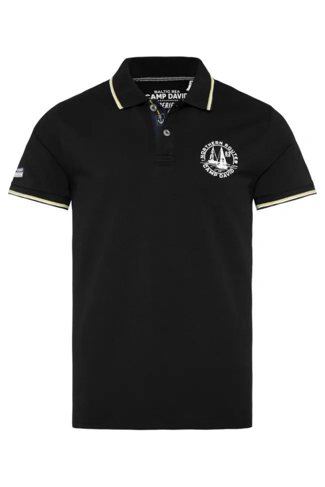 Herren CAMP DAVID & SOCCX Pikee-Polo mit Tipping-Effekten