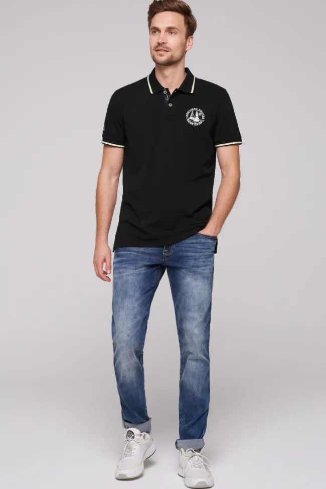 Herren CAMP DAVID & SOCCX Pikee-Polo mit Tipping-Effekten