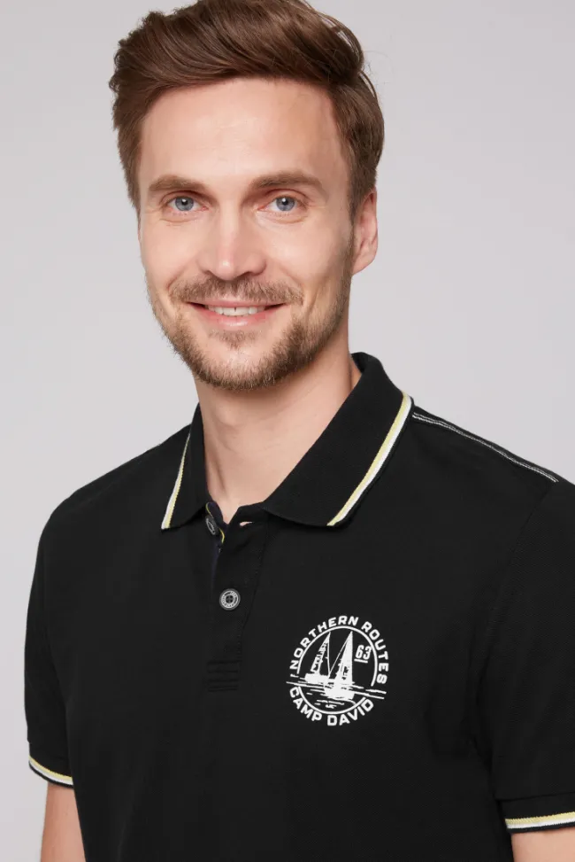 Herren CAMP DAVID & SOCCX Pikee-Polo mit Tipping-Effekten