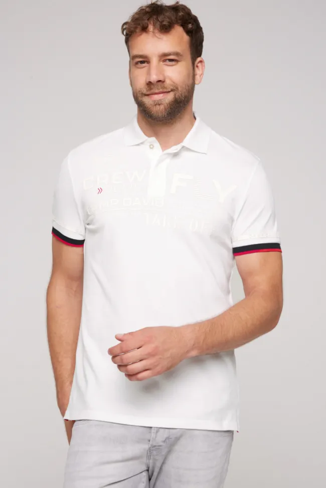 Herren CAMP DAVID & SOCCX Pikee-Polo mit tonigem Rubber Artwork