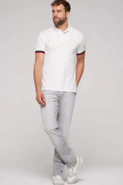 Herren CAMP DAVID & SOCCX Pikee-Polo mit tonigem Rubber Artwork