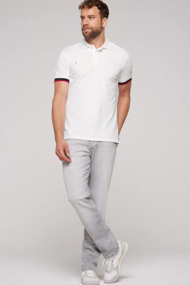 Herren CAMP DAVID & SOCCX Pikee-Polo mit tonigem Rubber Artwork