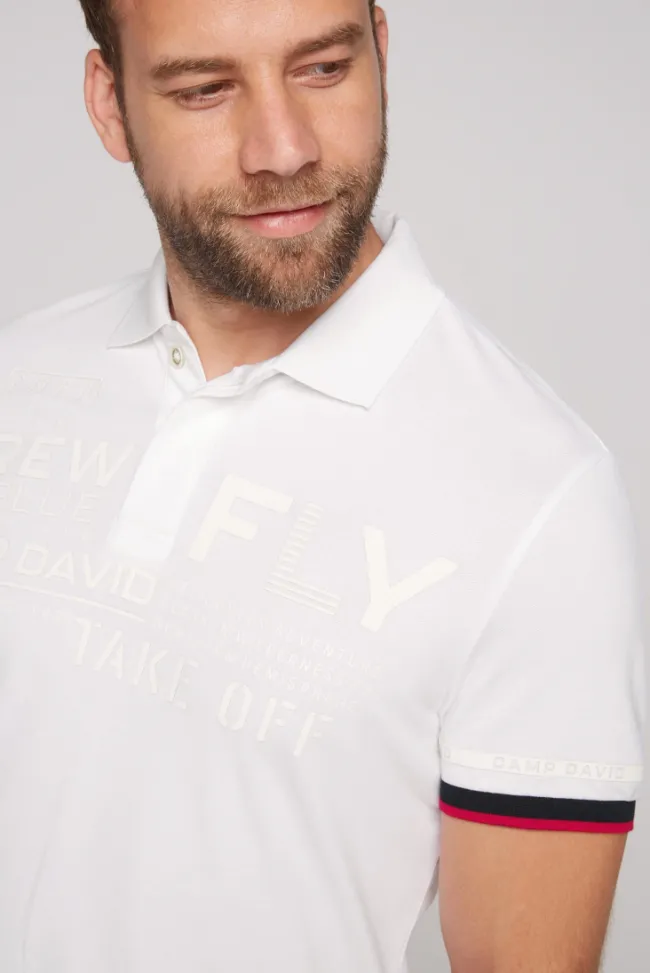 Herren CAMP DAVID & SOCCX Pikee-Polo mit tonigem Rubber Artwork